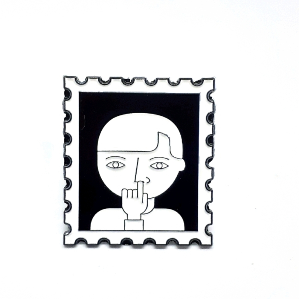 Funny guy picking nose enamel pin nose picker